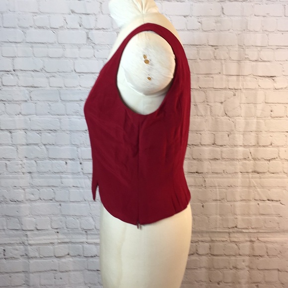 Albert Nipon Red Sleeveless Top Size 10 - Picture 2 of 6